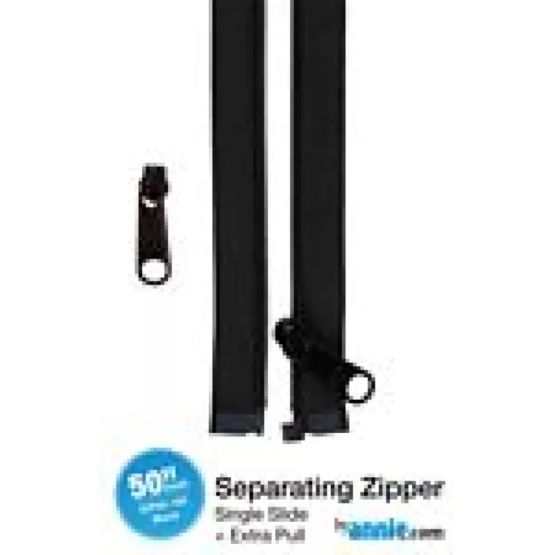 50in Separating Zipper and Extra Slide Black