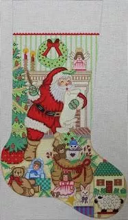 Alexa Designs – Santa Checking List Girl Stocking