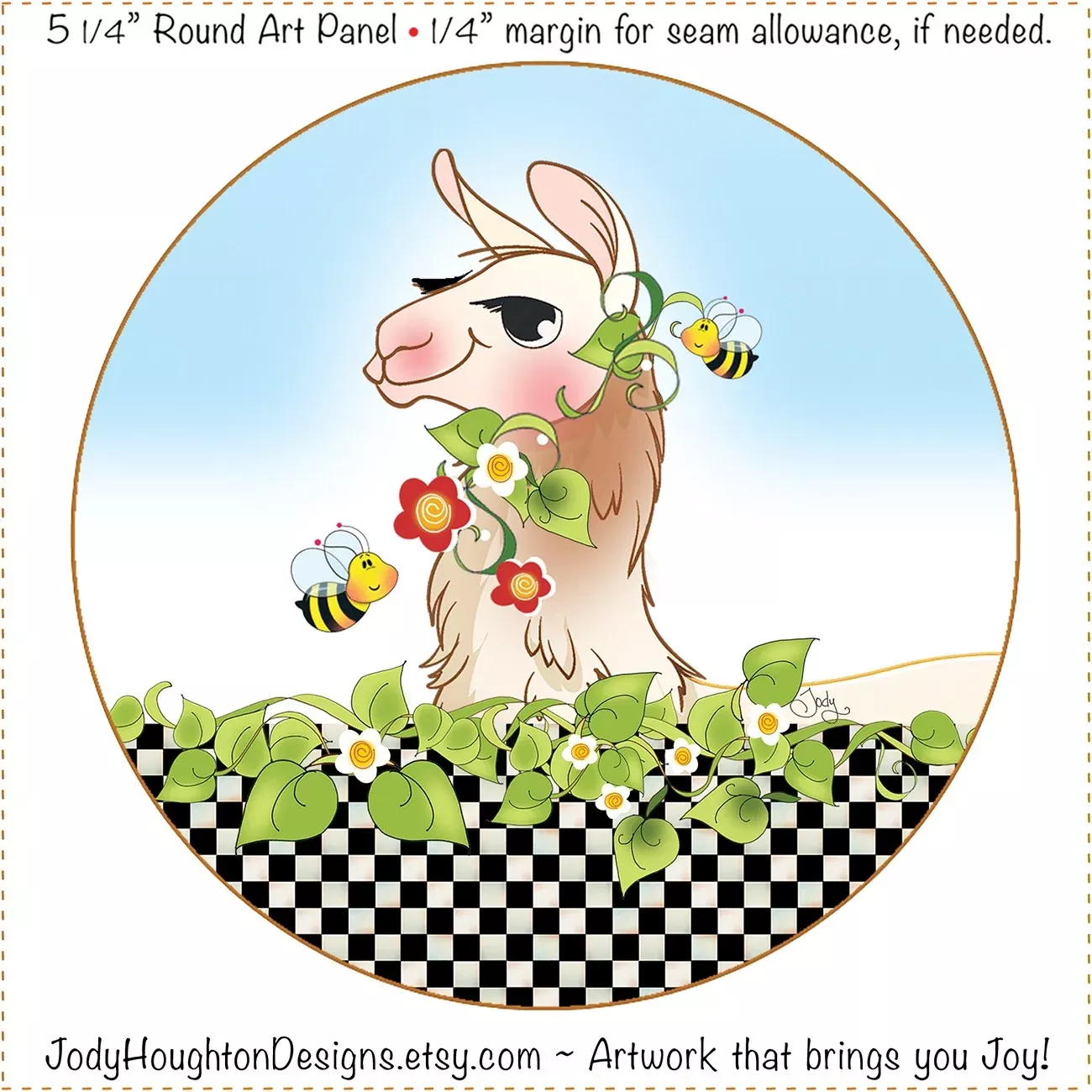 Art Panel 5in Round Lama