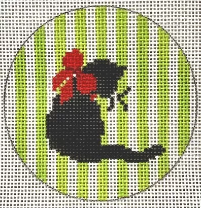 Atlantic Blue Canvas – Holiday Cat Striped Round