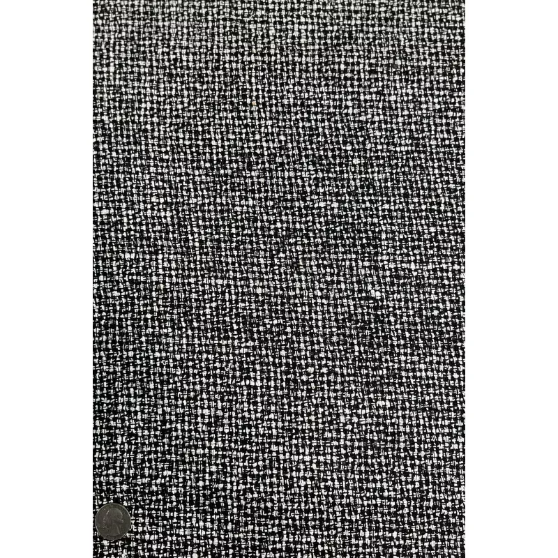 Black/White Silk Tweed Fabric