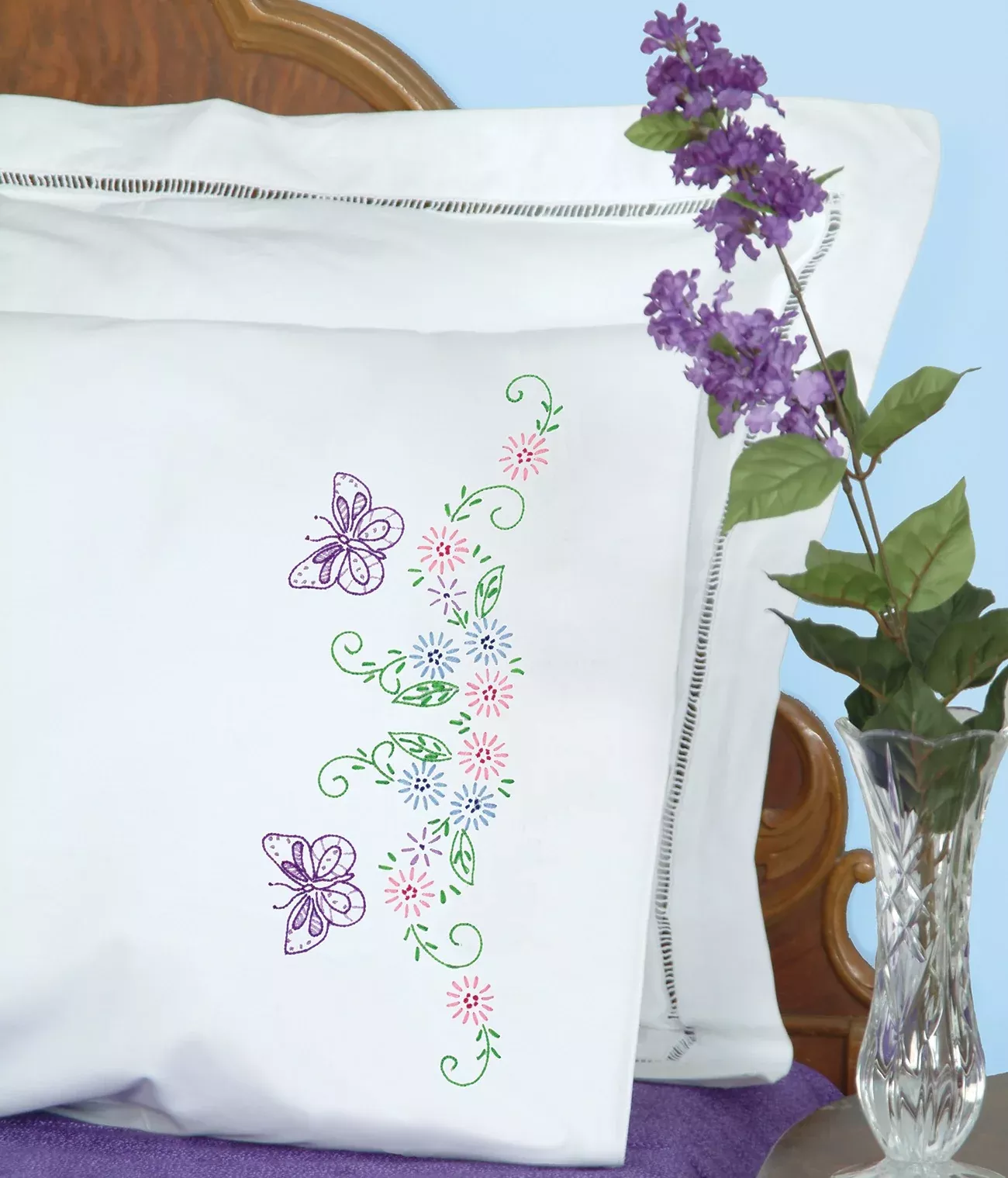 Butterflies & Flowers Perle Edge Pillowcases