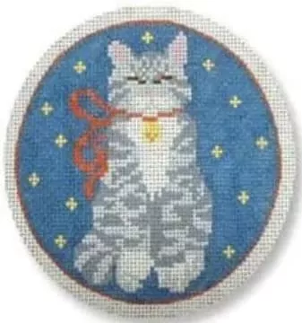 CBK Needlepoint Collections – Grey Cat with Red Ribbon