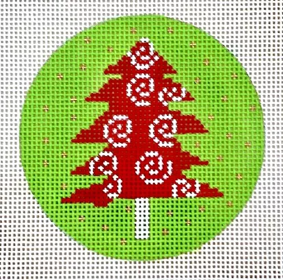CBK Needlepoint Collections – Red Tree on Green Ornament
