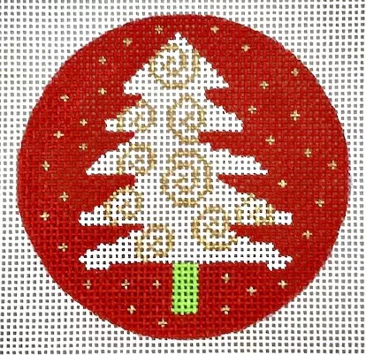 CBK Needlepoint Collections – White Tree on Red Ornament