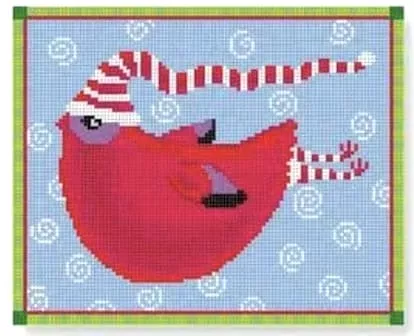 CBK Needlepoint – Red Bird with Cap