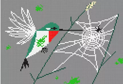 Charley Harper Needlepoint – Ruby Throated Hummingbird
