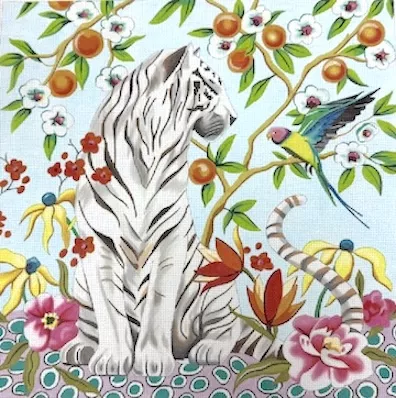 Colors of Praise – White Tiger on Light Blue