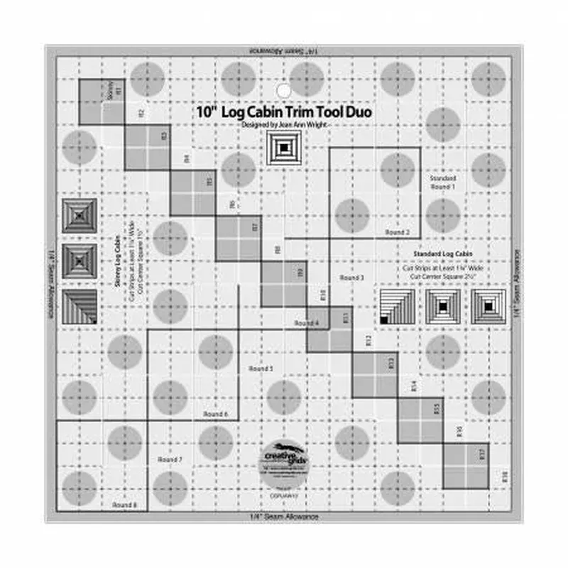 Creative Grids Ruler10in Log Cabin Trim Tool Duo