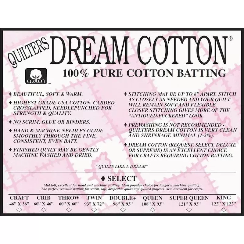 Dream Cotton Batting Select White Double