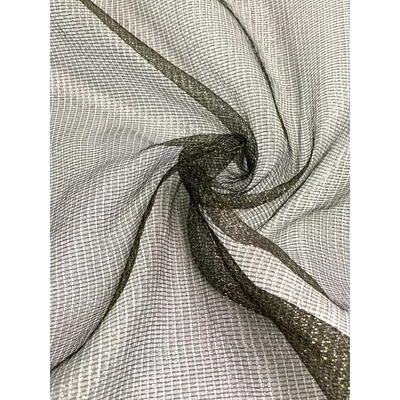 Gray Silk Metallic Mesh Fabric