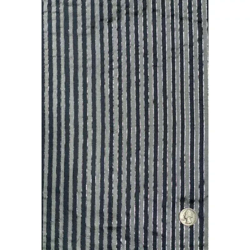 Gray Silver 480 Striped Silk Shantung