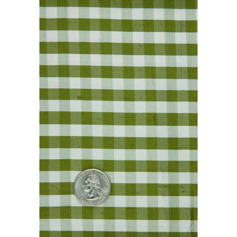 Green Moss Gingham Shantung 560 Fabric