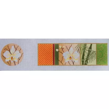 JP Needlepoint – Green & Orange Orchid Treasure Box