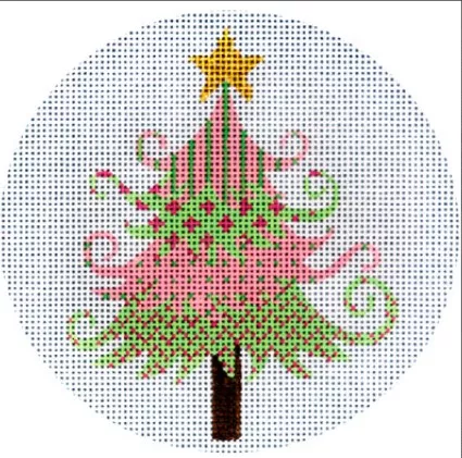 JP Needlepoint – Pink and Green Christmas Tree