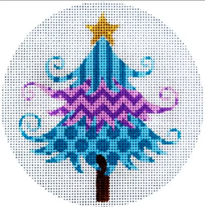 JP Needlepoint – Purple and Blue Christmas Tree