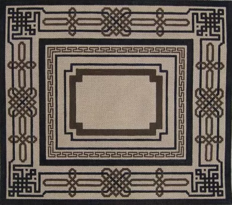 JP Needlepoint – Tallis Bag, Brown & Navy Borders