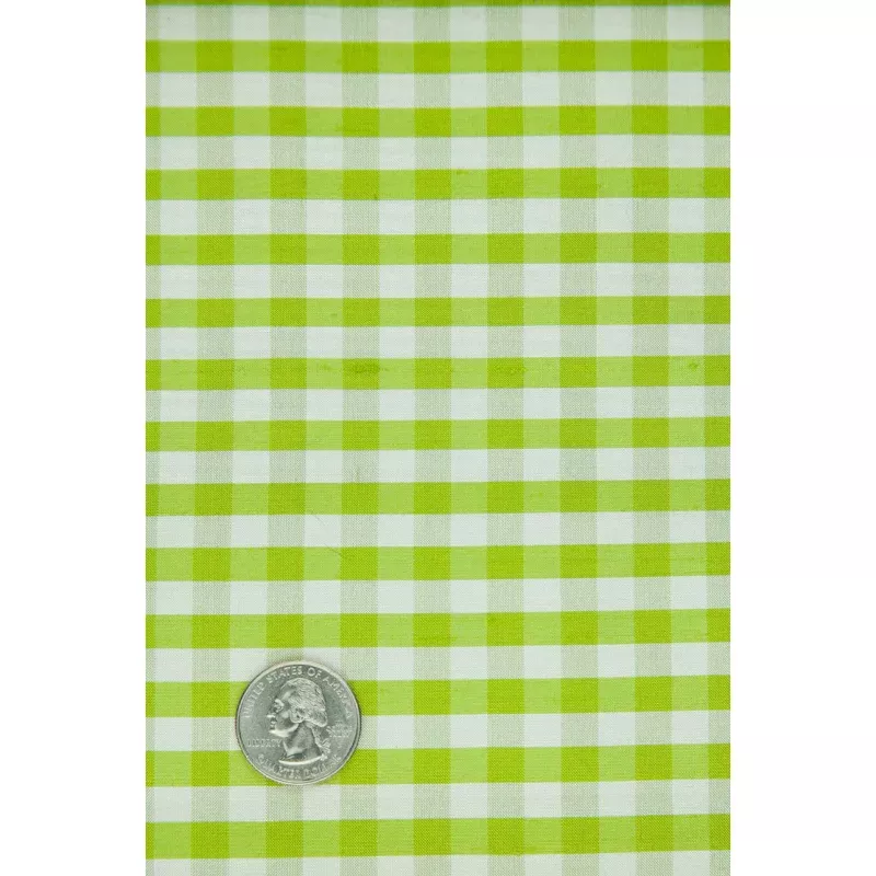 Lime Punch Gingham Shantung 606 Fabric