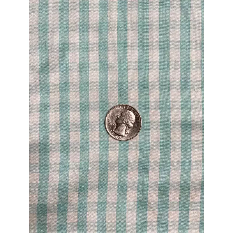 Mint White Gingham Shantung 743 Fabric