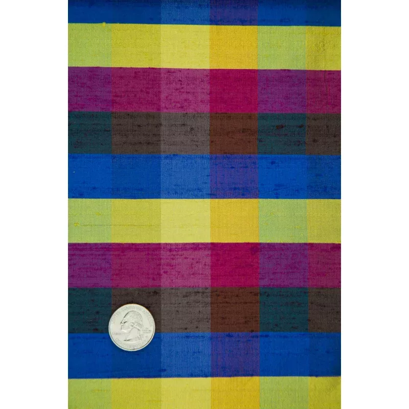 Multicolor Plaid Silk Shantung 557 Fabric