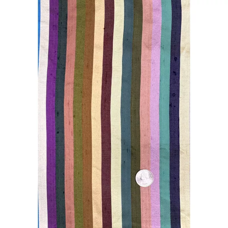Multicolor Striped Silk Shantung 33 Fabric