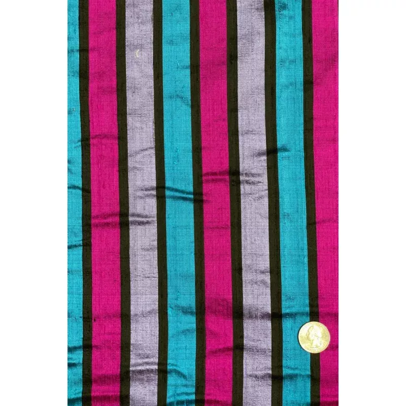 Multicolor Striped Silk Shantung 38 Fabric