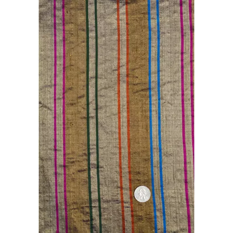 Multicolor Striped Silk Shantung 64 Fabric