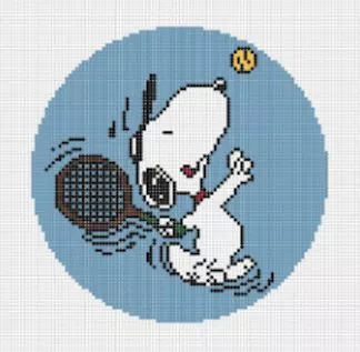 Officially Needlepoint – Snoopy Serving a Tennis Ball