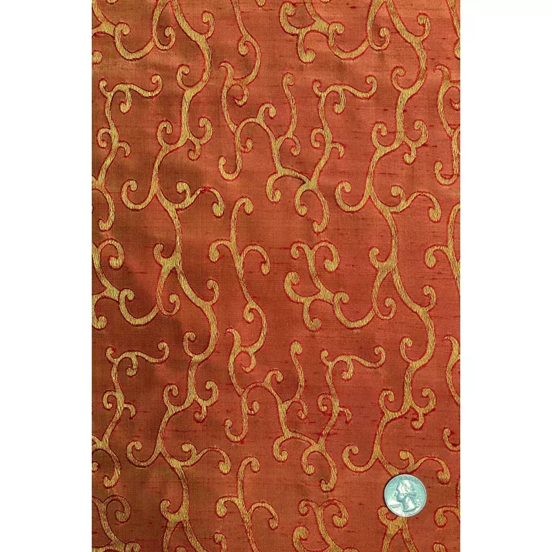 Orange Gold 211 Silk Jacquard