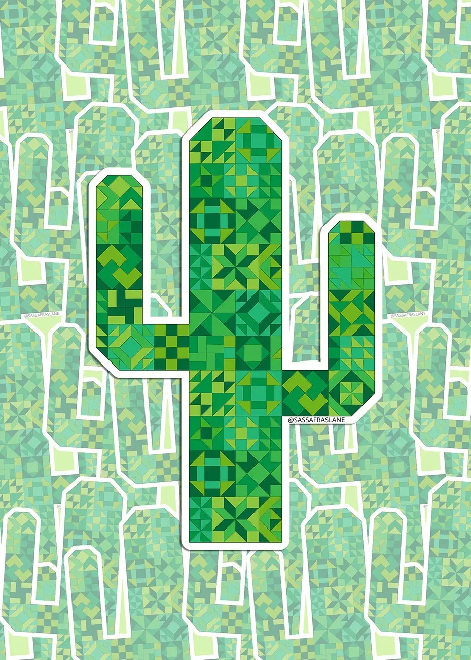 Patchwork Cactus Stickers 6pk