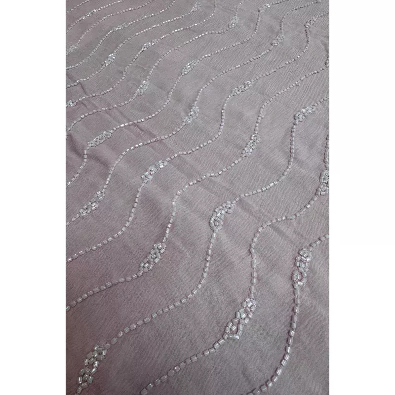 Pink Sequin & Beads on Silk Chiffon JEC-192-7
