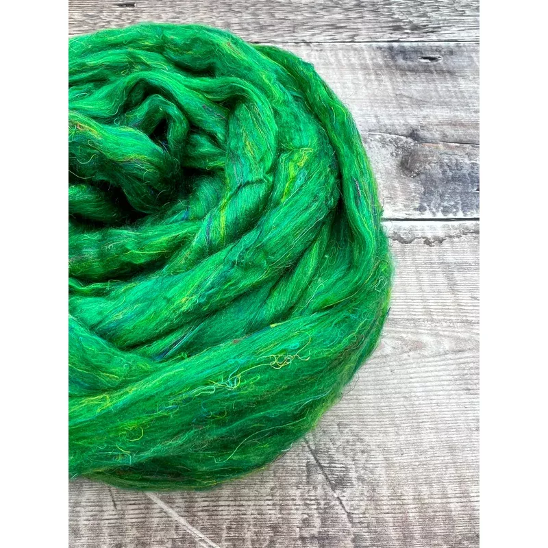 RECYCLED SARI SILK TOP: FOREST
