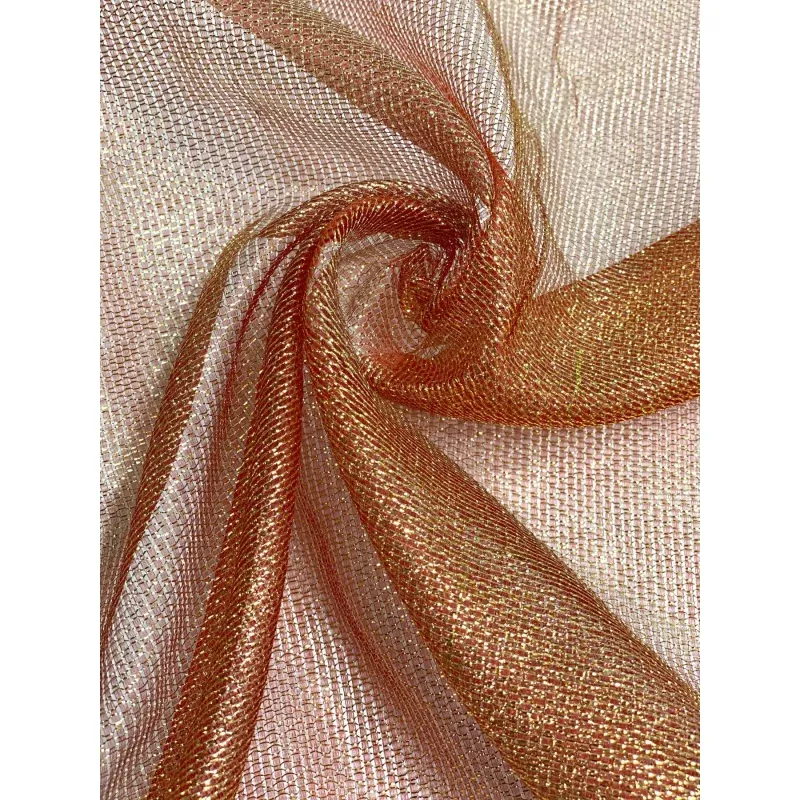 Red Silk Metallic Mesh Fabric