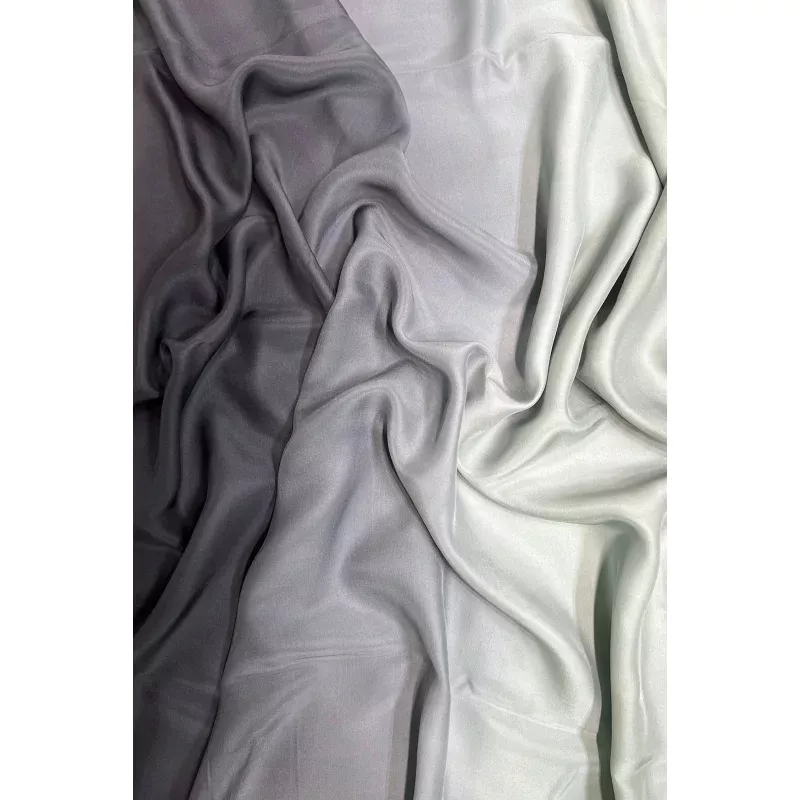 Sky Grey/Black Satin Crepe