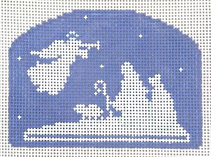 Stitch Style Needlepoint – Blue and White Shepherd and Angel