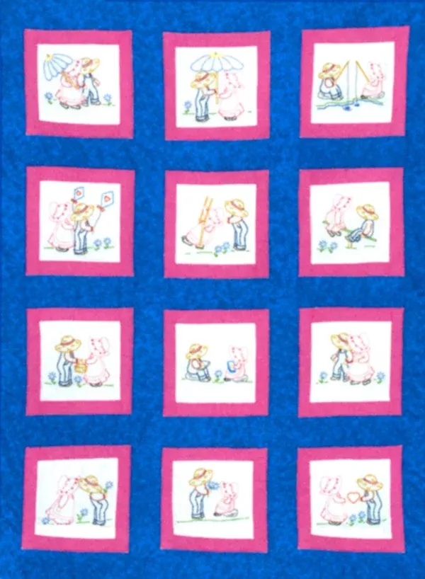 Sunbonnet Sue & Sam Theme Quilt Blocks 9in Square
