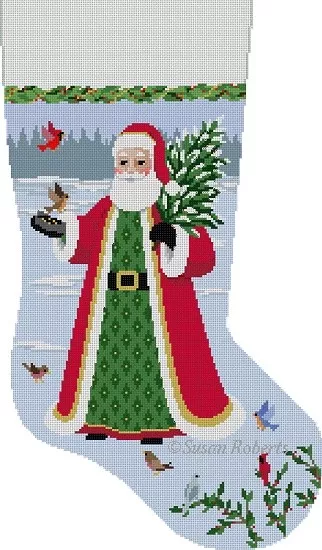 Susan Roberts Needlepoint – Bird Feeding Stocking