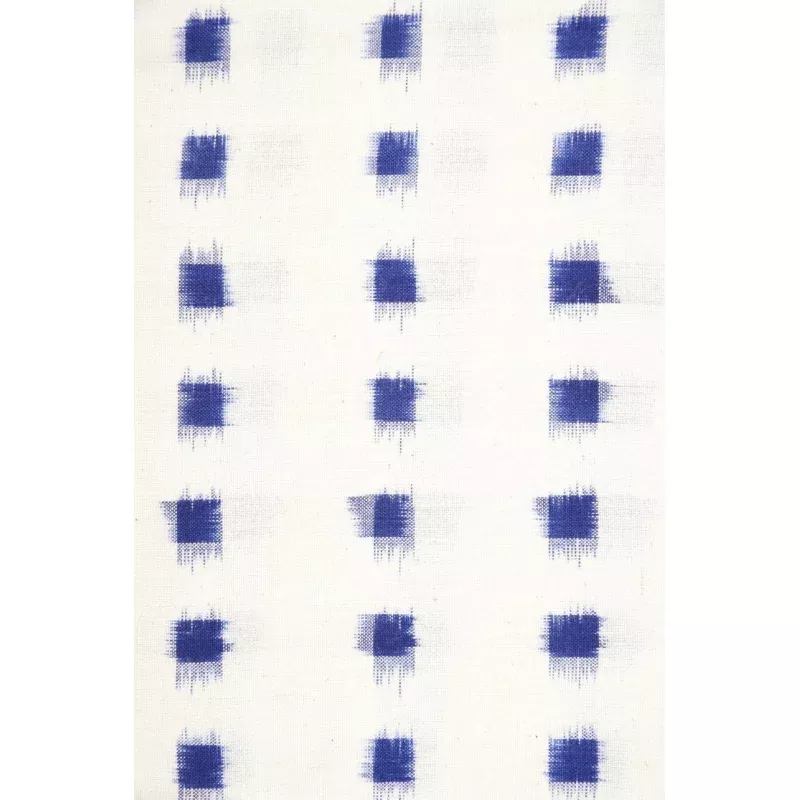 White Blue 007 Cotton Ikat