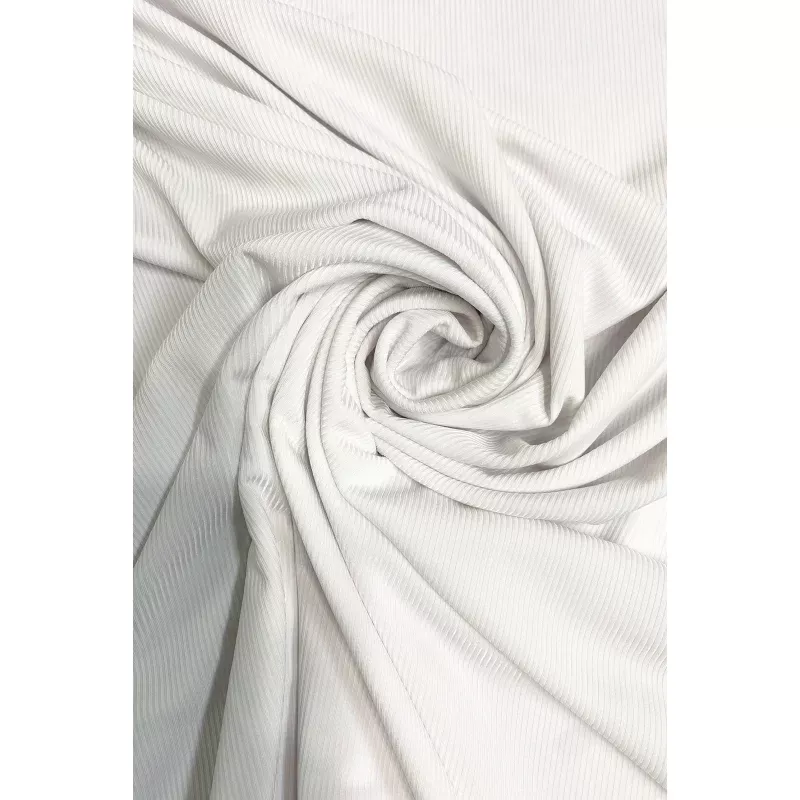 White Ribbed Stretch Jersey
